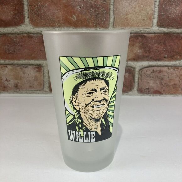 Flying Saucer Willie Nelson Roll Me Up & Smoke Me When I Die Beer Pint Glass HTF - Picture 1 of 8